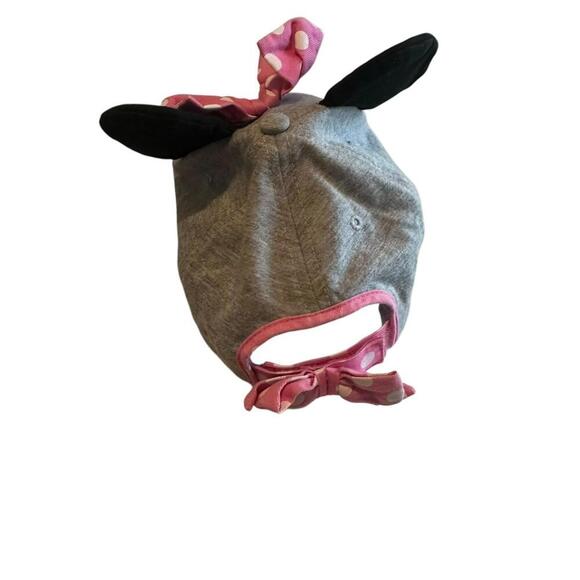 Disney Minnie Mouse Spell Out Hat Bow Ears Pink Polka Dot Gray Kids Cap OSFM - Picture 2 of 4